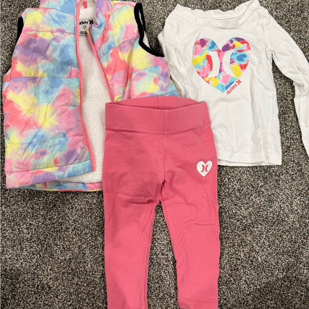 Hurley Tie-Dye Vest and Pink Leggings Set